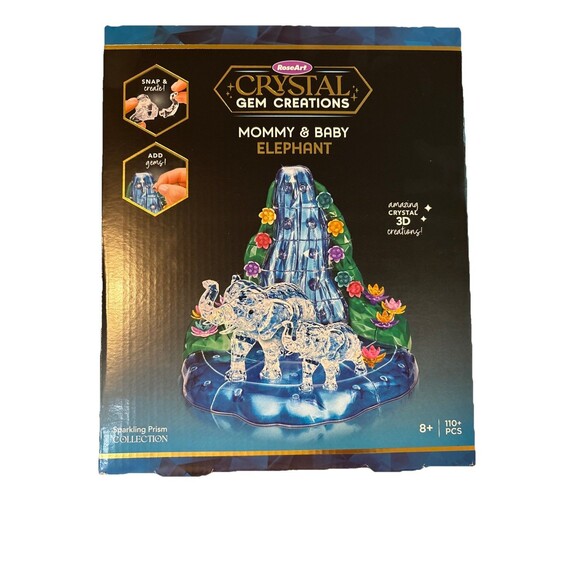 RoseArt Crystal Gem Creations Mommy & Baby Elephant Kit 110 Pieces Ages 8+ - Picture 1 of 5